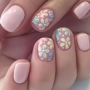 Floral Pink Press-On Nails